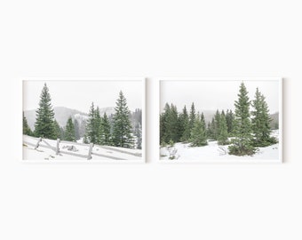 Set Of 2 Winter Forest Prints | Horizontal Wall Art | Instant Download   #1148