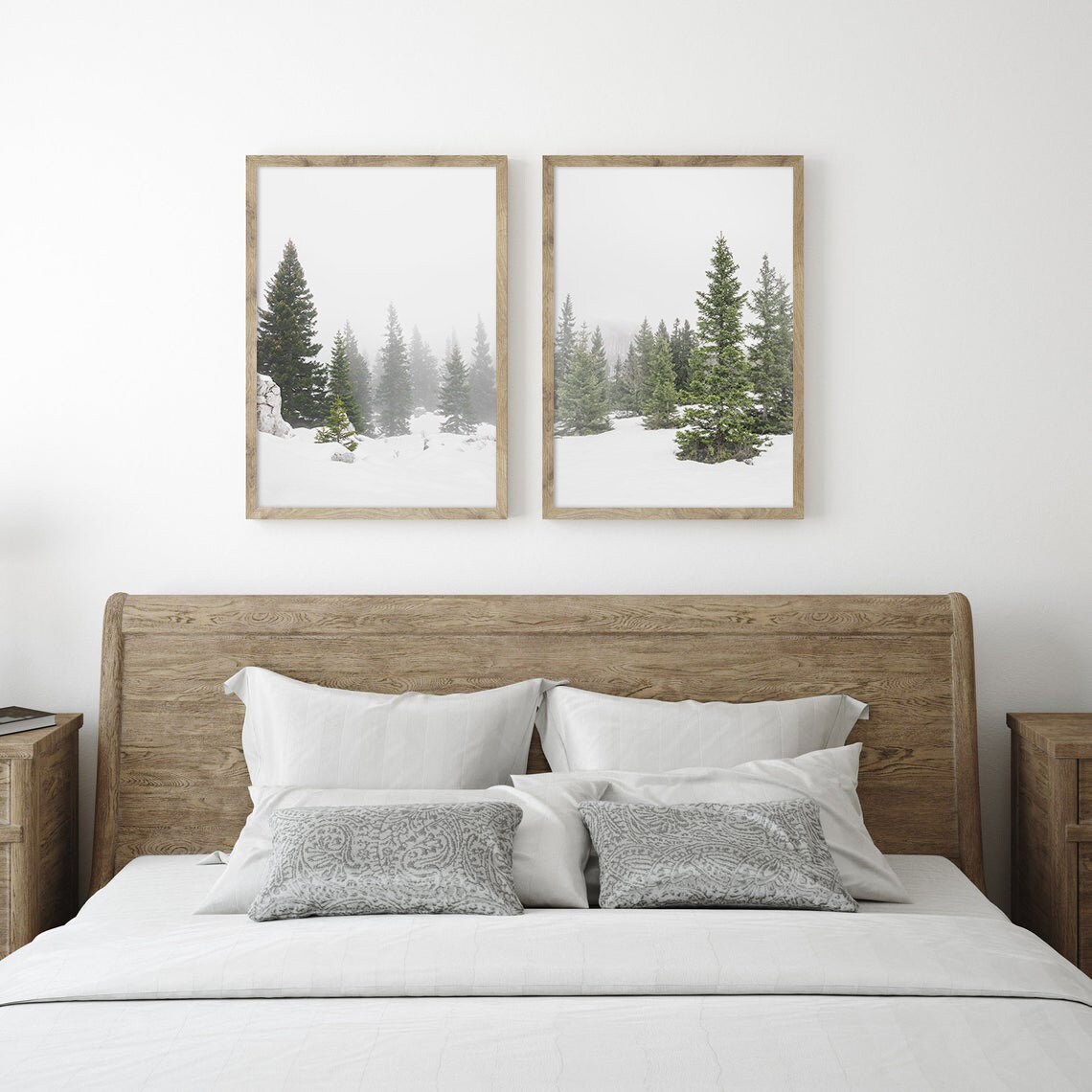 Winter Forest Set of 2 Prints | Snowy Landscape | Printable Winter Art ...