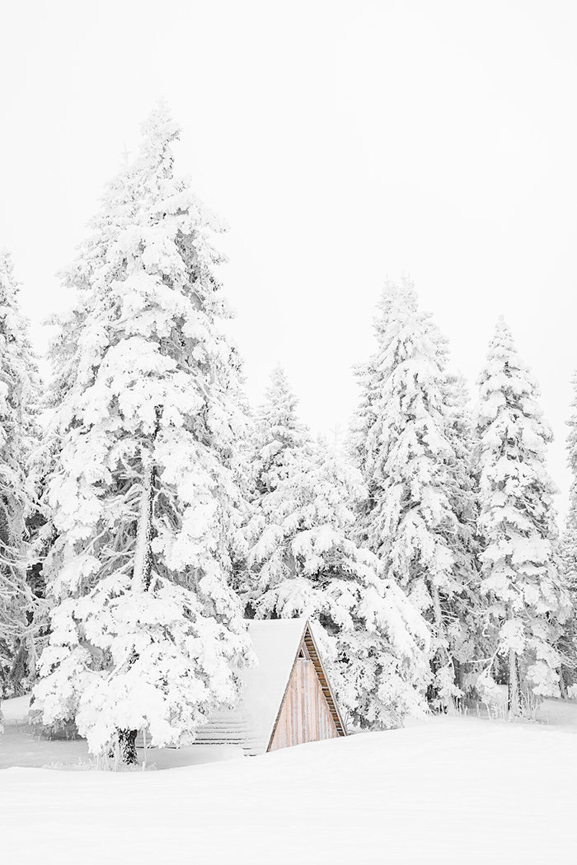 Log Cabin Wall Art Snowy Forest Christmas Print Nordic Etsy