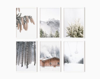 Set Of 6 Winter Forest Prints | Snowy Landscape Wall Art | Digital Winter Photography | Printable Instant DOWNLOAD   #1257