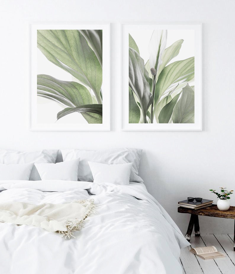 Botanical Print Set | Printable Leaf Set of 2 Art Prints | Instant ...