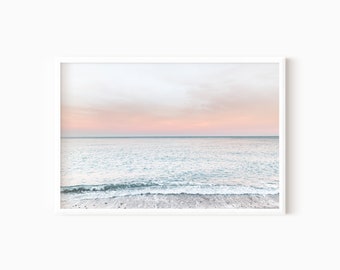 Ocean Print | Coastal Wall Art | Pink Sunset Beach Photography - PRINTABLE WALL ART    #0395