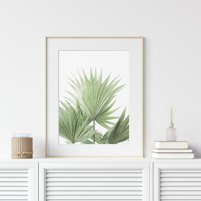 Palm Leaf Print Green Palm Leaves Wall Art Green Leaf Etsy