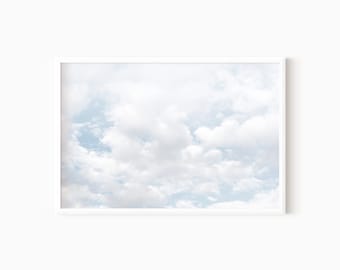 Cloud Wall Art Blue And White Print Horizontal Print - PRINTABLE ART   #0658