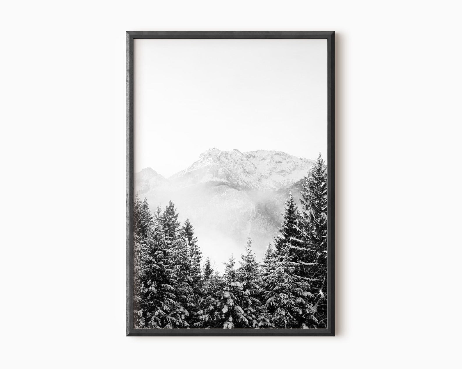 Mountain Print | Black and White Printable Art #0070bw - Etsy