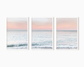 Ocean Wall Art Set Of 3 Prints | Coastal 3 Piece Wall Art | Sunset Photography - DIGITAL DOWNLOAD   #0398