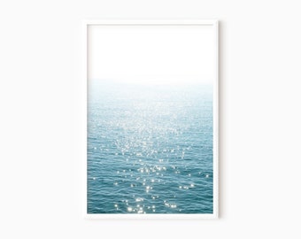 Arte mural del océano azul / Lámina de playa / Arte descargable / Fotografía marina / Arte costero imprimible / Láminas de arte de mareas oceánicas #1061