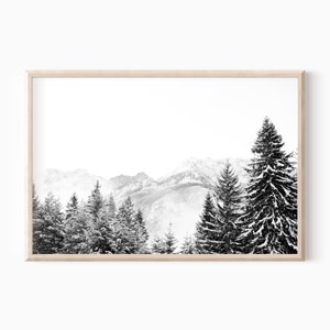 Black And White Mountain Landscape Print | Printable Nordic Art Print DOWNLOAD   #0068BW