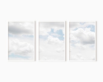 Wolken Wand Kunst 3er-Set | Blauer Himmel Poster | Naturfotografie zum Ausdrucken #1251