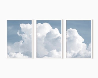 Cloud Photo Print Set Of 3 | Blue Sky Print | Modern Wall Art | Nature Photography   #0718