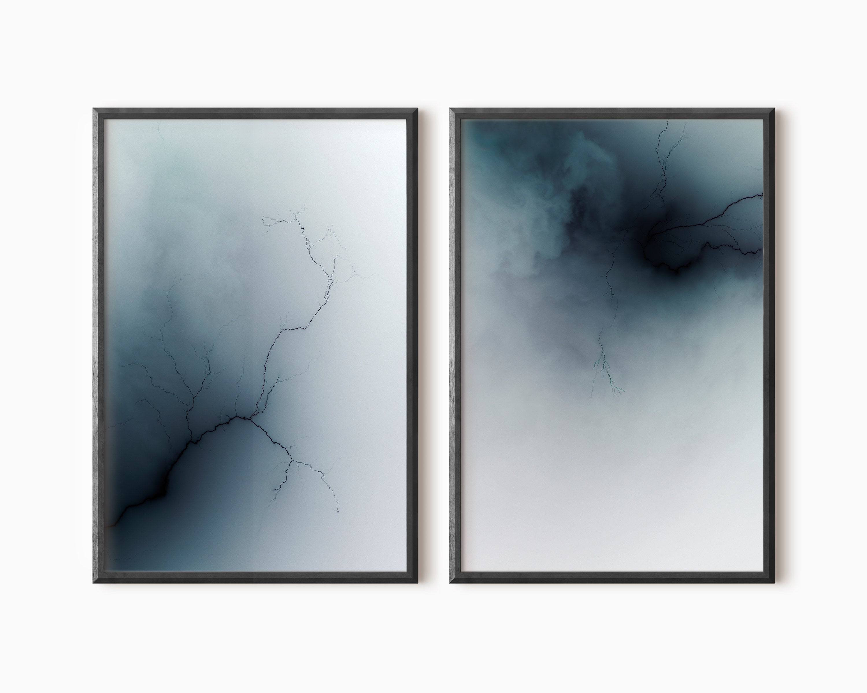 Set of 2 Blue Wall Art 2 Piece Printable Abstract Print Modern Etsy