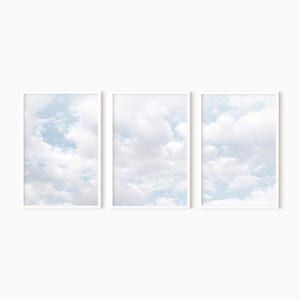 Art mural nuage, lot de 3 impressions | Imprimé ciel bleu | Art mural moderne | Photographie de nature #1241