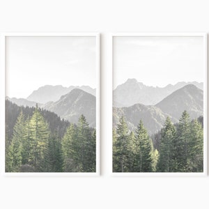 Conjunto de 2 impressões de arte de parede de montanha | Fotografia da natureza | Arte de floresta para impressão #1225