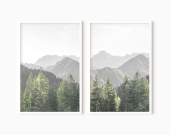 Set Of 2 Mountain Wall Art Prints | Nature Photography | Printable Forest Art    #1225