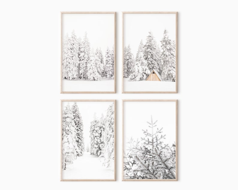 Winter Wall Art Set Of 4 Prints Winter Photography Christmas Print Modern Farmhouse Rustic Decor Instant Download 0952 image 4