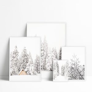 Winter Wall Art Set Of 4 Prints Winter Photography Christmas Print Modern Farmhouse Rustic Decor Instant Download 0952 image 1