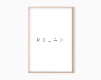 Póster moderno minimalista Relax Print para oficina, arte para pared de baño, arte para pared de dormitorio, arte imprimible Relax Art #0425
