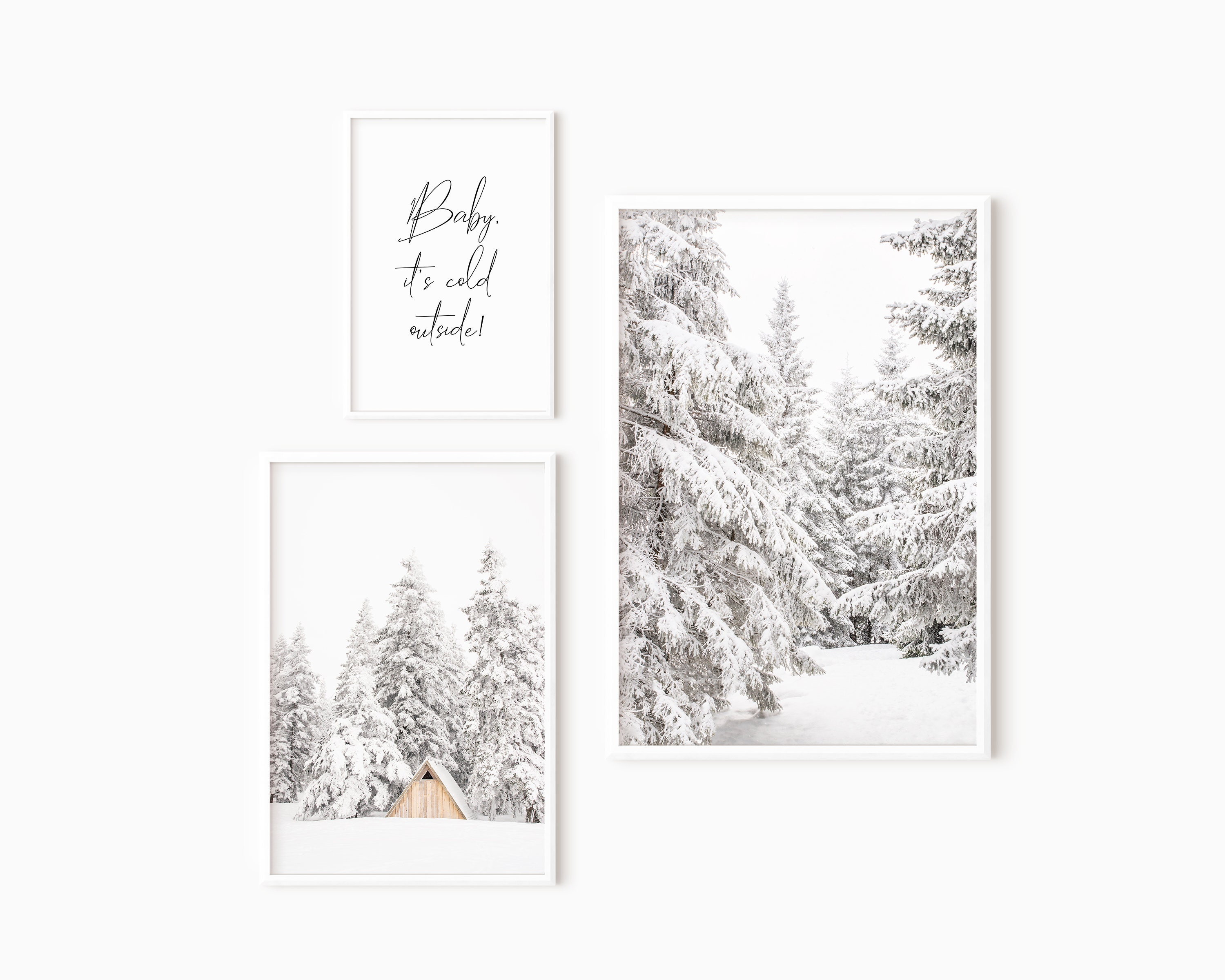 Winter Prints Set of 3 Christmas Wall Art Digital Download Etsy