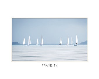 Samsung Frame TV Art | Sailboat Coastal Digital Art For TV | Minimal Nautical Decor | Frame TV Art Instant Download    #1169tv