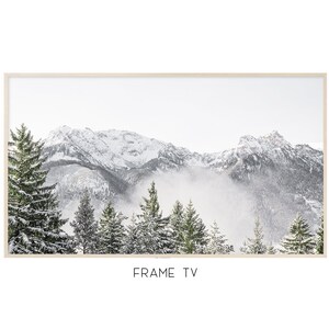Mountain Digital Art | Samsung Frame TV Art | Winter Frame Tv | Mountains Digital Picture | Evergreen Trees | 4K Tv Art   #0927