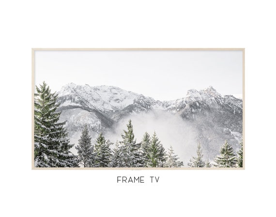 Mountain Digital Art | Samsung Frame TV Art | Winter Frame Tv | Mountains Digital Picture | Evergreen Trees | 4K Tv Art   #0927