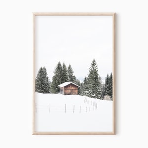 Winter Barn Photo | Printable Farmhouse Decor | Digital Snowy Barn Print Christmas Gift | Mountain Nature Forest Art DOWNLOAD    #0911