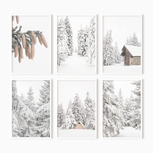 Winter Prints Set Of 6 | Winter Wall Art Set | Snowy Prints | Winter Print Download |Christmas Prints |Winter Forest Art   #1126