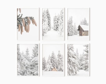 Winter Prints Set Of 6 | Winter Wall Art Set | Snowy Prints | Winter Print Download |Christmas Prints |Winter Forest Art   #1126
