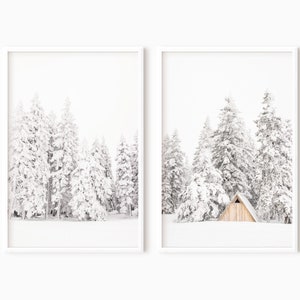 Set Of 2 Snowy Forest Prints | Snow Covered Pine Trees Winter Printable DOWNLOAD     #0634