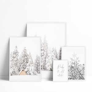 Winter Wall Art Set Of 4 Prints | Printable Winter Photography | Digital Christmas Prints | Modern Farmhouse Art Download   #1129