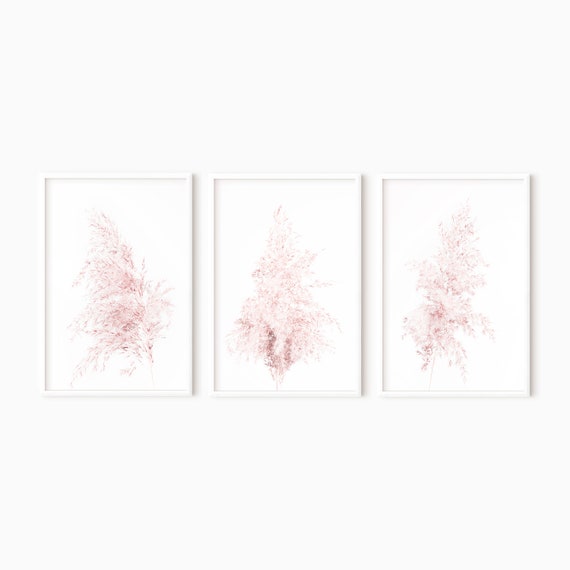 Botanical Print Sets | 3 Piece Wall Art | Pampas Grass Print | Blush Pink Downloadable Prints  #1034