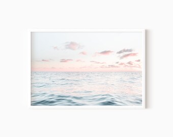 Pink Ocean Print | Beach Sunrise Digital Printable    #1038