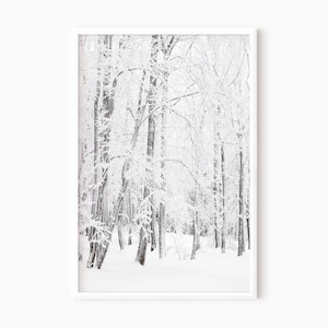 Snowy Winter Forest Print Download | Snow Christmas Trees | Printable Holiday Wall Decor | Digital Art Print    #1385