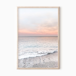 Pastel Sunset Ocean Beach Print Wall Art | Printable Ocean Wave Print | Digital Tropical Wall Art | Downloadable Coastal House Decor  #0397