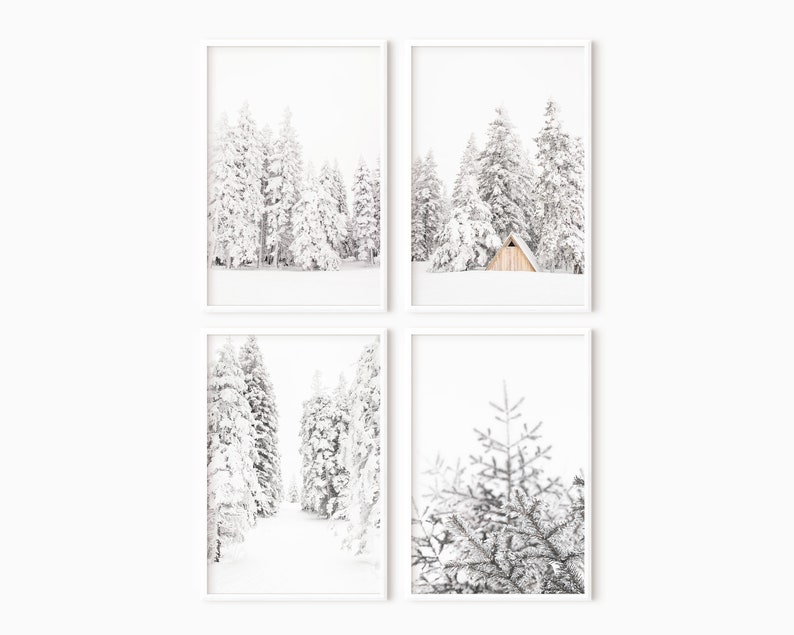 Winter Wall Art Set Of 4 Prints Winter Photography Christmas Print Modern Farmhouse Rustic Decor Instant Download 0952 image 5