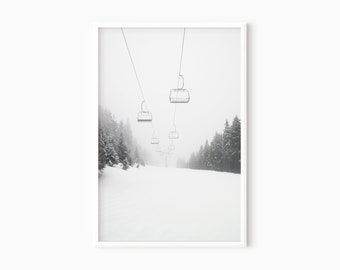 Ski Print Instant Download | Printable Winter Art Print | Digital Mountain Wall Art   #0522