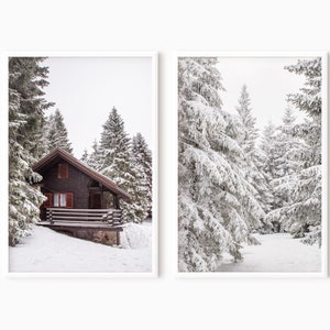 Winter Print Set Of Two Winter Photography Art Prints Cottage Decor Farmhouse Prints Snowy Forest Prints  #0637