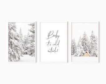Winter Prints Set Of 3 | Christmas Wall Art | Digital Download | Farmhouse Winter Photography | Printable Winter Wall Art   #1068