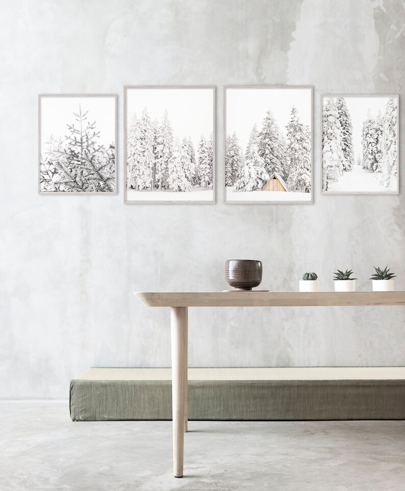 Winter Wall Art Set of 4 Prints Winter Photography Etsy