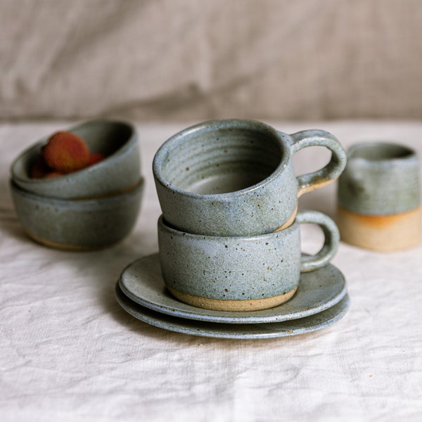 Taza de cerámica de gres hecha a mano de 7 oz, taza de café, taza de té, taza de capuchino, taza de cerámica