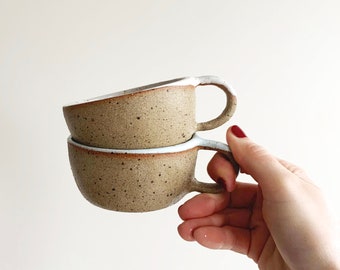 Handmade Stoneware Ceramic Mug: 6oz Coffee, Tea, Cappuccino
