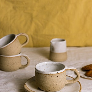 4 5 oz Handmade Stoneware Ceramic Mug, Coffee Mug, Tea Mug, Cappucino Mug, Pottery Mug 5 oz Taller White