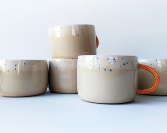 Pair - Big Wheel Thrown Handmade Stoneware Ceramic Mug, Birthday Gift, Coffee Tea Mug, Handmade Gift, Pottery Mug