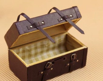 Miniatur Holz Koffer 1:12 Puppenhaus Mini-Koffer Aufbewahrungsbox Fast S8T2 U0G2