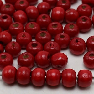 100 8mm Red Wood Beads