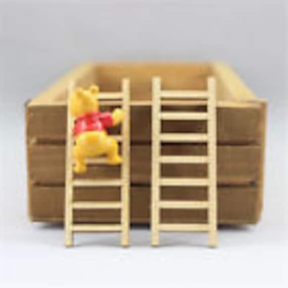 Lot De 6 échelles Miniatures En Bois - 2,4 Cm, Couleur Naturelle, Pour Maquettes