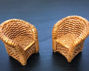 Set of Mini Simulated Wicker Chairs