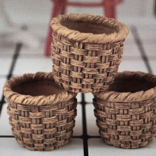 2 Miniature Rattanstyle Baskets Etsy