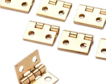 6 Mini Hinges - Brass or Silver
