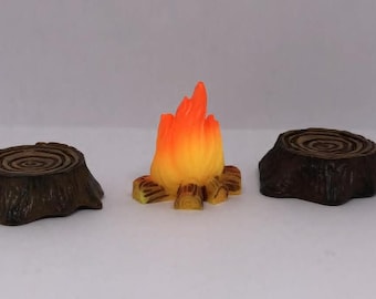 Miniature Campfire & Stump Set